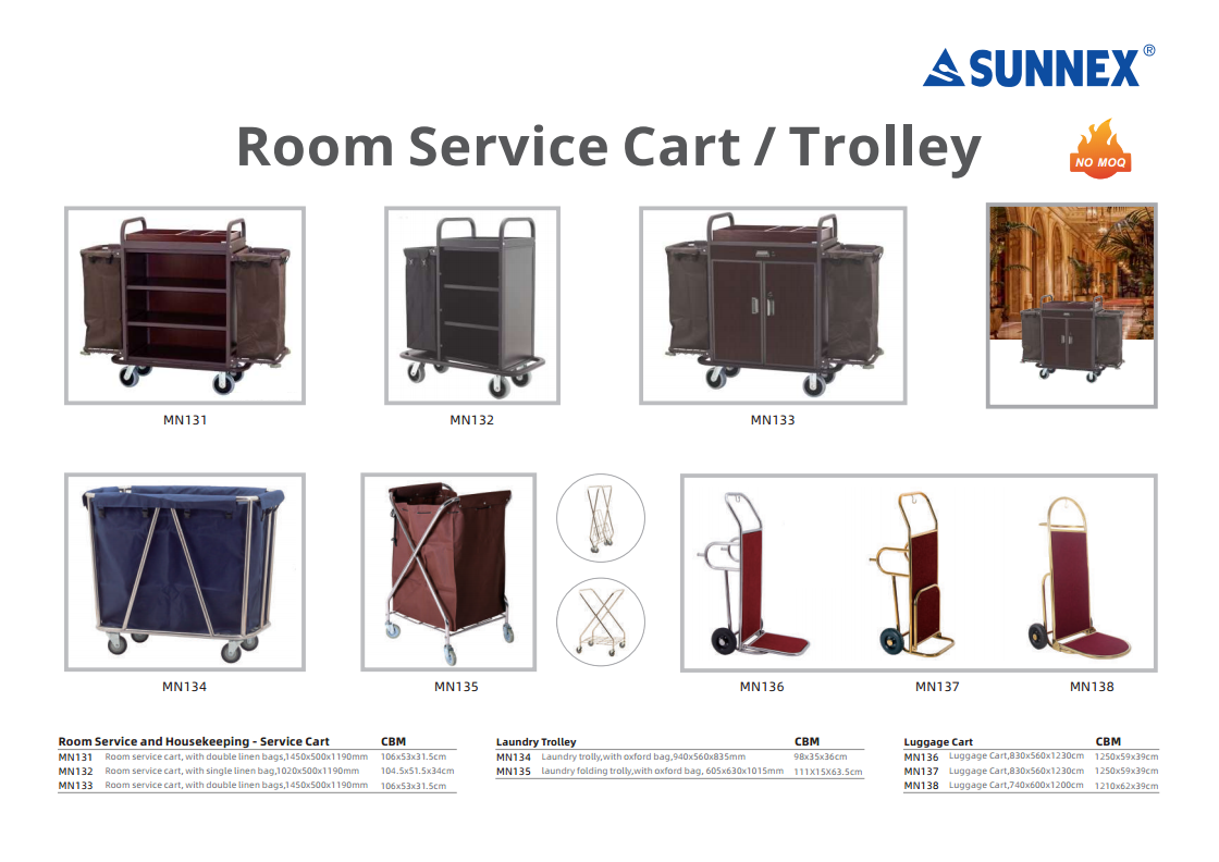 Nouveaux produits SUNNEX : Chariot / Chariot de service de chambre