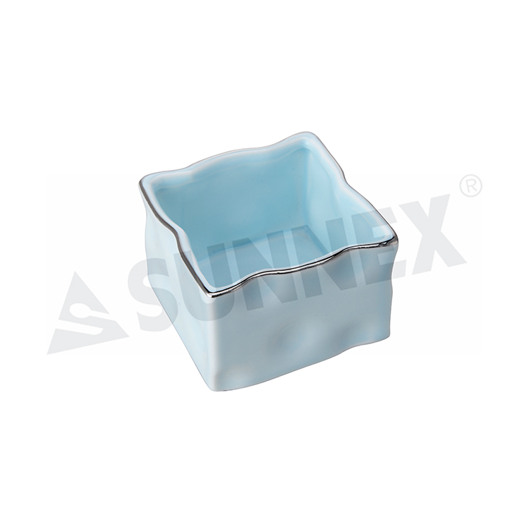 Support de sachet de sucre en porcelaine de couleur bleue