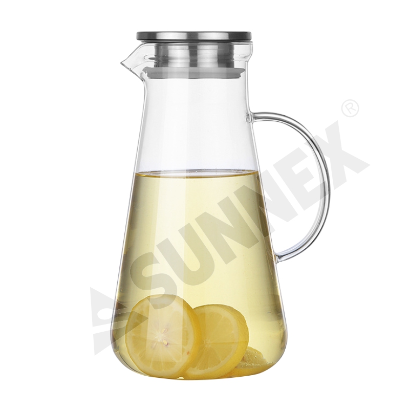 Pichet en verre avec couvercle plat 1,2 l 1,5 l 1,8 l 2,2 l